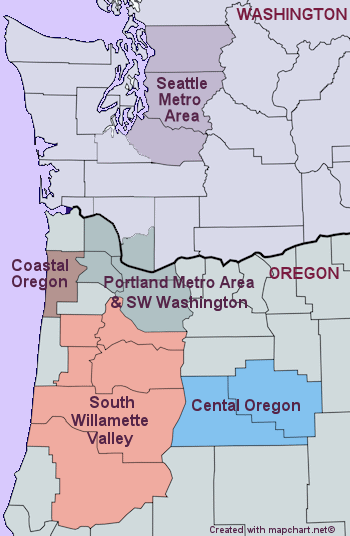 Washington Oregon Relocation Information Map
